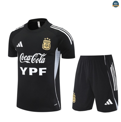 Maxmaillots Training Argentine Enfant + Short 2025/26 Noir/Blanc Pas Cher
