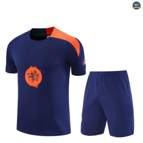Maxmaillots Training Barcelone + Short 2025/26 Bleu Marine/Orange Pas chèr