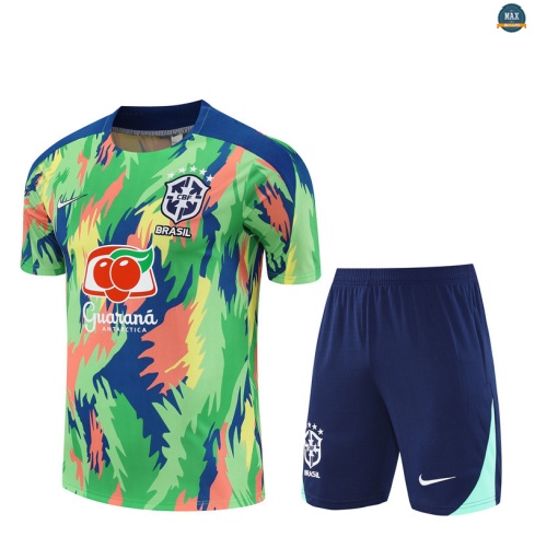 Maxmaillots Training Brésil Enfant + Short 2025/26 Vert discout