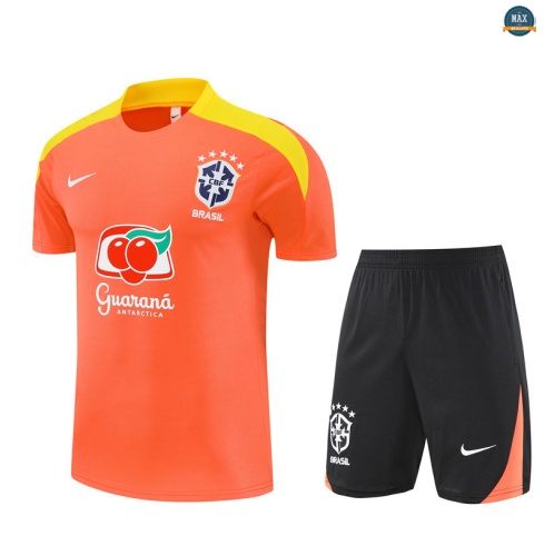 Maxmaillots Training Brésil + Short 2025/26 Orange/Noir/Jaune Pas Chere