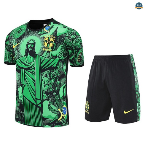 Maxmaillots Training Brésil + Short 2025/26 Vert/Noir personnalisé