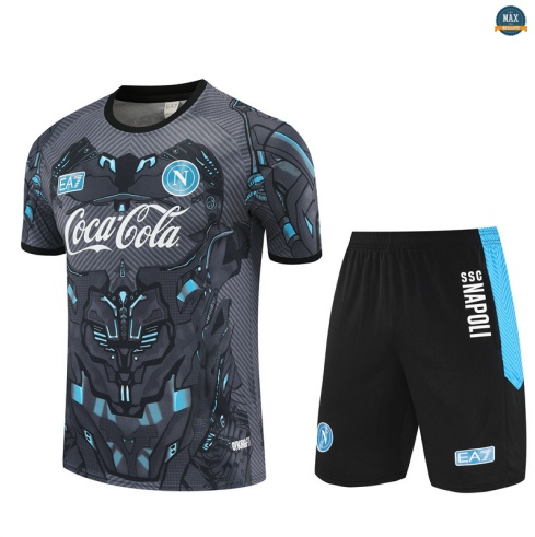 Maxmaillots Training Naples + Short 2025/26 Gris foncé/Noir Pas Chere