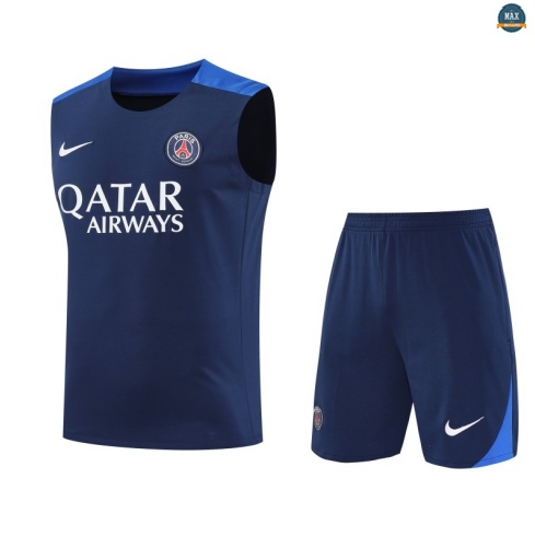 Maxmaillots Training PSG Ensemble Short Débardeur 2025/26 Bleu Clair Pas Cher