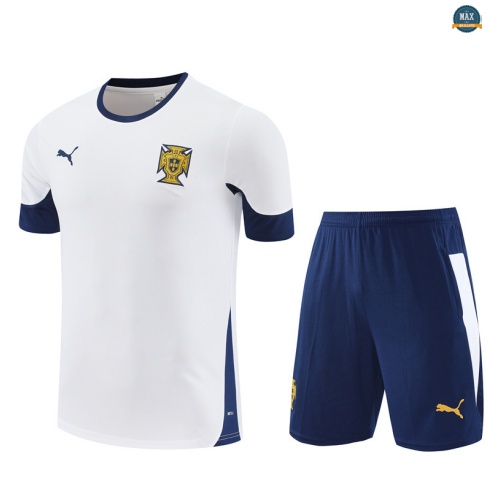 Maxmaillots Training Portugal + Short 2025/26 Blanc/Bleu Pas Cher