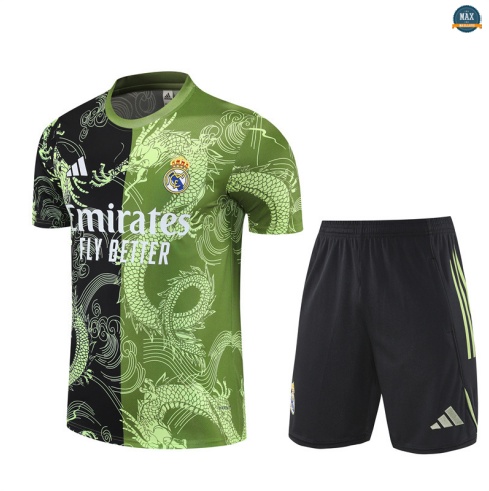 Maxmaillots Training Real Madrid Enfant + Short 2025/26 Noir/Vert Pas Chere