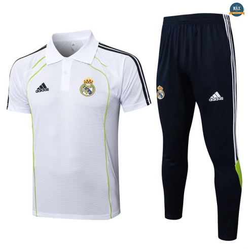 Maxmaillots Training Polo Real Madrid 2025/26 Blanc/Noir/Vert personnalisé