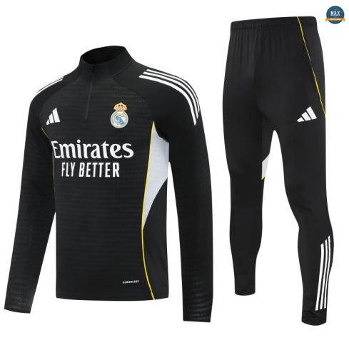 Nouveau Max Survetement Real Madrid 2025/26 Noir/Blanc/Jaune