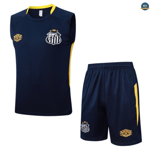 Prix Max Maillot Training Foot Santos Ensemble Short Débardeur 2025/26 Bleu Marine/Jaune