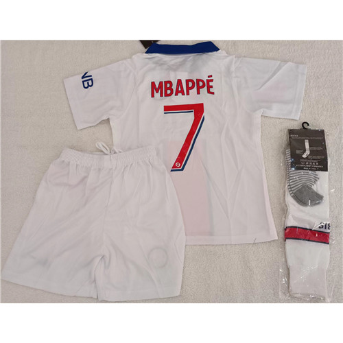 Max Maillot Enfant PSG MBAPPE 7 Blanc + Chaussette Taille 22