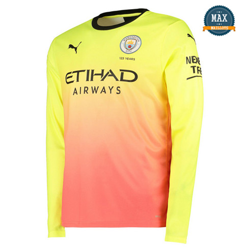 Maillot Manchester City Third 2019/20 Jaune Rose Manche Longue