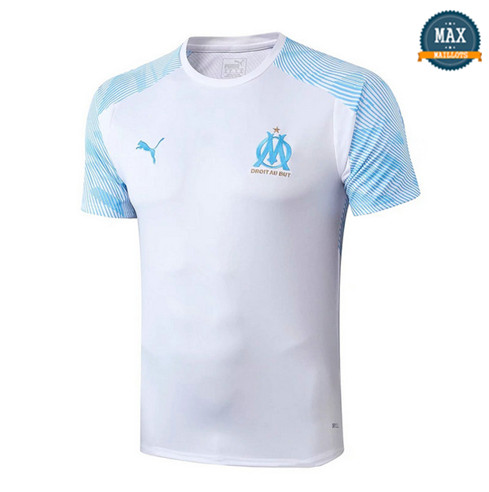 Maillot Marseille Pré-Match Blanc/Bleu 2019/20 Col Rond
