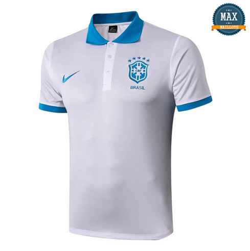 Maillot Brésil POLO Blanc/Noir/Bleu 2019/20