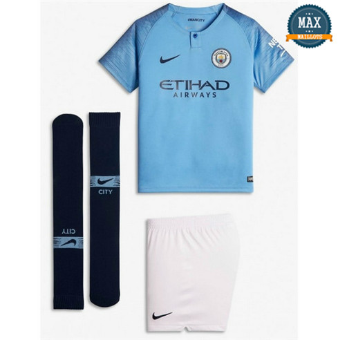 Maillot Manchester City Domicile 2018/19 Enfant Bleu