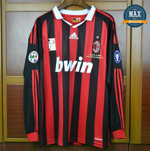 Maillot Retro 2009-10 AC Milan Manche Longue Domicile