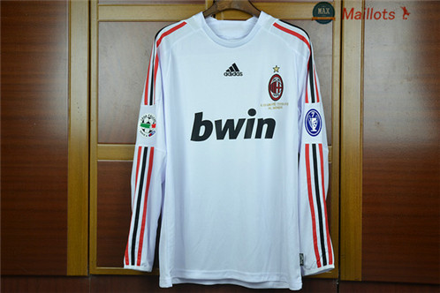 Maillot Retro 2008-09 AC Milan Manche Longue Exterieur Blanc