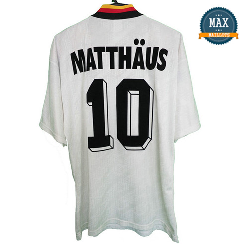 Maillot Retro 1994 Allemagne Domicile Blanc (10 Matthaus)