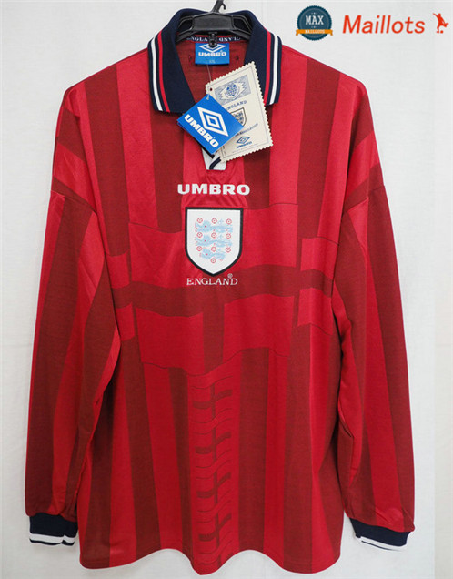 Maillot Retro 1998 Coupe du Monde Angleterre Manche Longue Exterieur Rouge