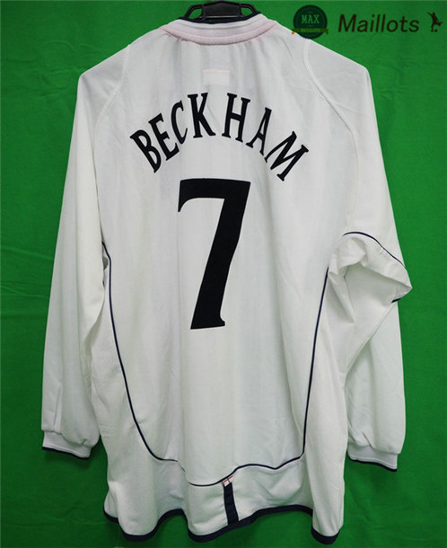 Maillot Retro 2002 Coupe du Monde Angleterre Manche Longue Domicile (7 Beckham)