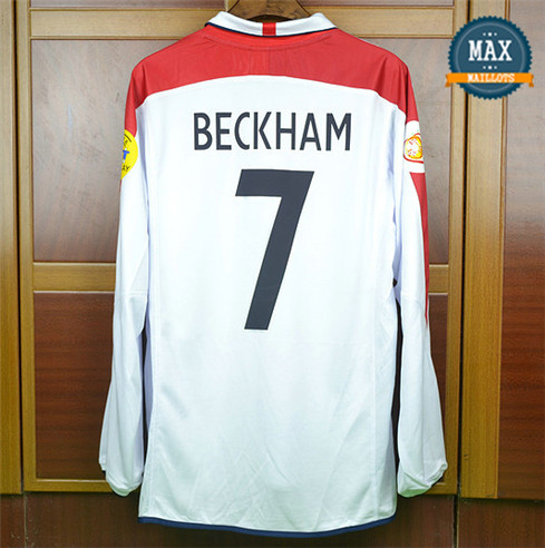 Maillot Retro 2004 Coupe du Monde Angleterre Manche Longue Domicile (7 BECKHAM)