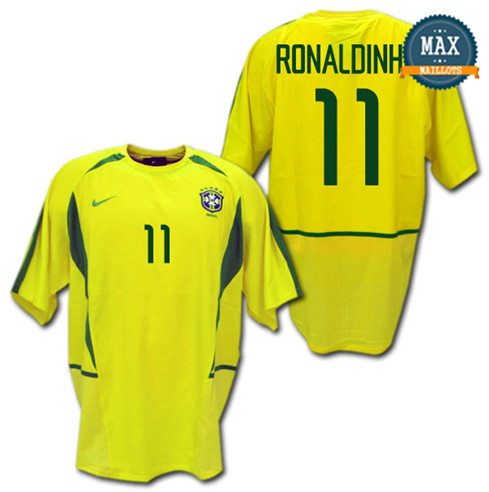 Maillot Retro 2002 Bresil Domicile (11 RONALDINHO)