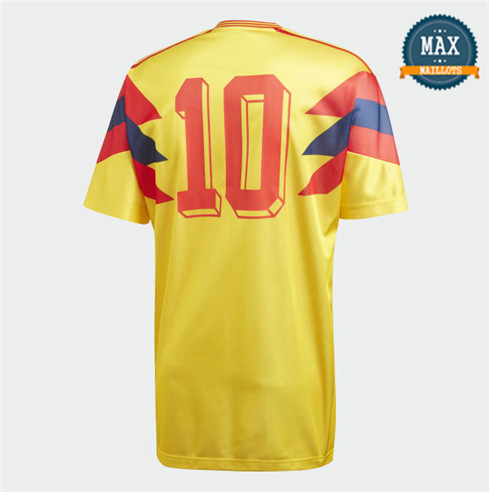 Maillot Retro 1990 Coupe du Monde Colombie Jaune (10 Valderrama)