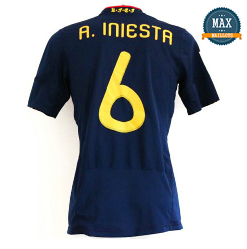 Maillot Retro 2010 Coupe du Monde Espagne Exterieur (6 Iniesta)