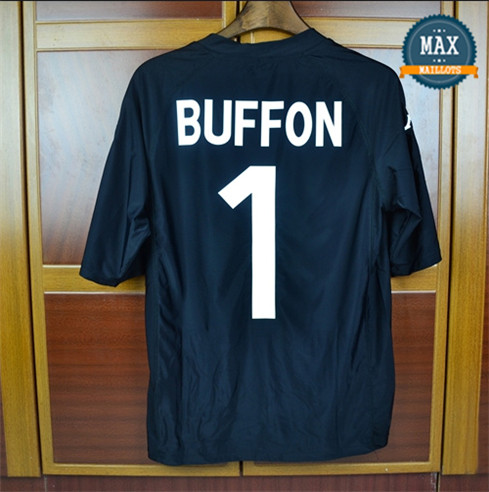 Maillot Retro 2002 Coupe du Monde Italie Gardien de but Noir (1 Buffon)