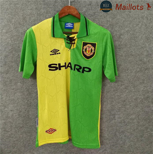 Maillot Retro 1992-94 Manchester United Exterieur Vert/Jaune