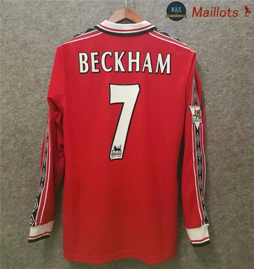Maillot Retro 1998-99 Manchester united Manche Longue Domicile (7 Beckham)