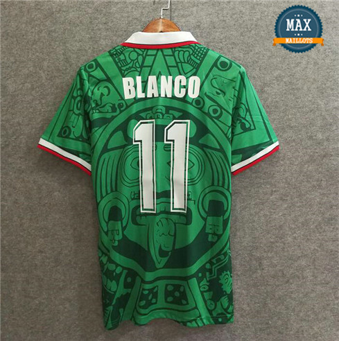 Maillot Retro 1998 Mexique Domicile Vert (11 Blanco)