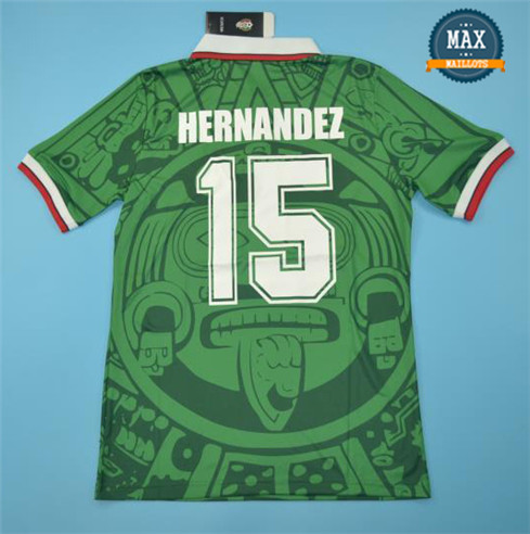 Maillot Retro 1998 Mexique Domicile Vert (15 Hernandez)