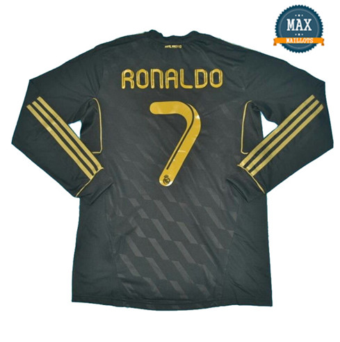 Maillot Retro 2011-12 Real Madrid Exterieur Manche Longue Noir 7 Ronaldo