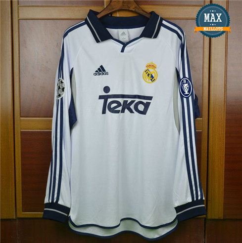 Maillot Retro 2000-01 Champions League Real Madrid Domicile Manche Longue