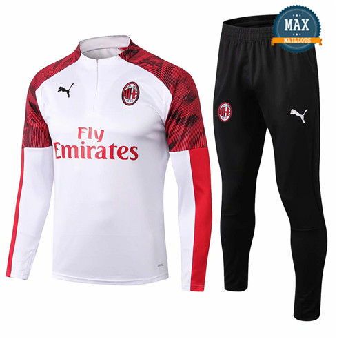 Survetement AC Milan 2019/20 Blanc sweat zippe