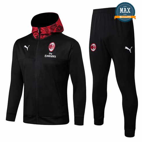 Veste Survetement à Capuche AC Milan 2019/20 Noir Rouge