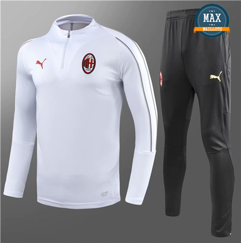 Survetement AC Milan 2019/20 Blanc Col haut