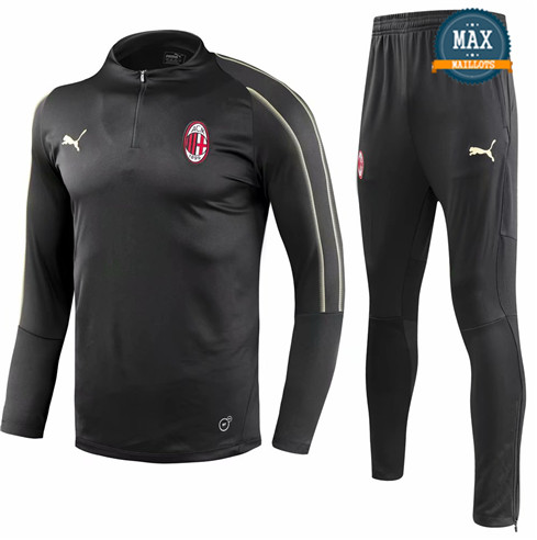 Survetement AC Milan 2019/20 Noir Col haut