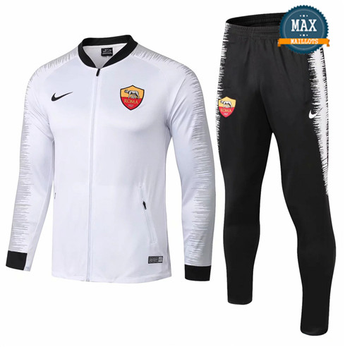 Veste Survetement AS Roma 2019/20 Blanc + Short Noir