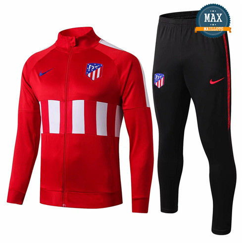 Veste Survetement Atletico Madrid 2019/20 Rouge Noir Col Rond