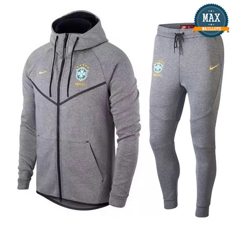Veste Survetement Nike Brésil 2019/20 Gris Tech Fleece Windrunner