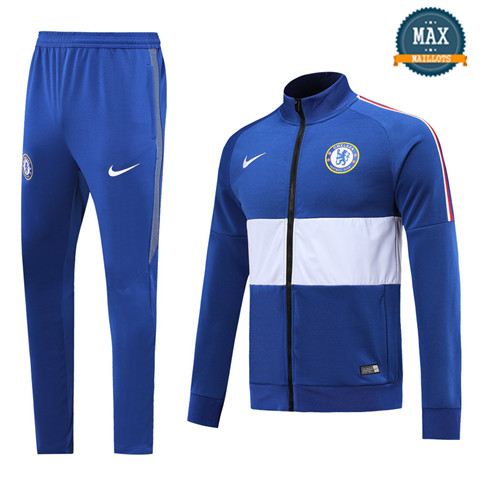 Veste Survetement Chelsea 2019/20 Bleu/Blanc Col Haut