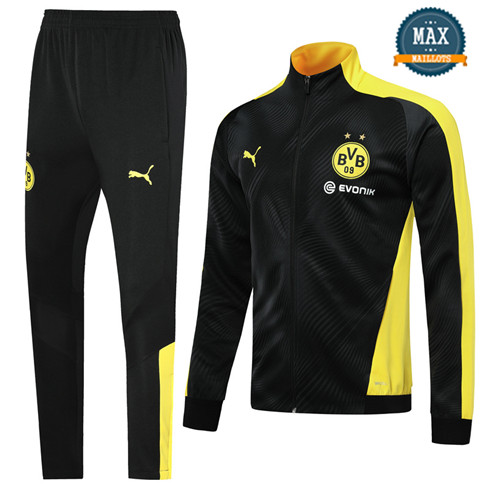 Veste Survetement Borussia Dortmund BVB 2019/20 Noir/Jaune Col Haut