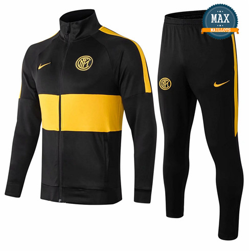 Veste Survetement Inter Milan 2019/20 Noir/Jaune Col Haut