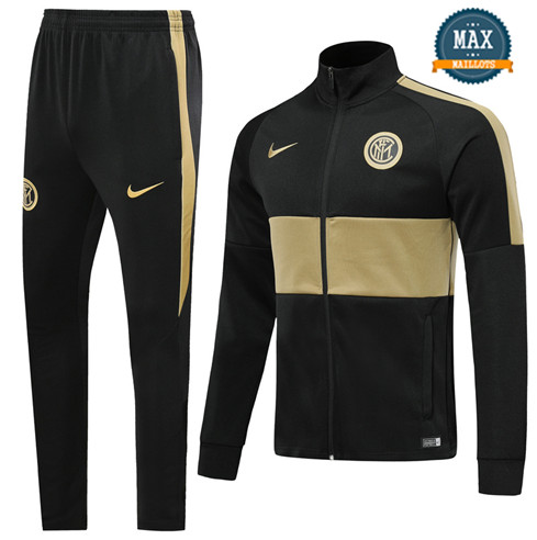 Veste Survetement Inter Milan 2019/20 Noir/Kaki Col Haut