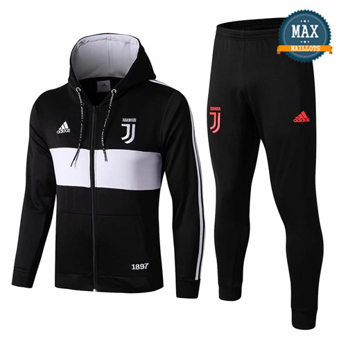 Veste Survetement à Capuche Juventus 2019/20 Noir/Blanc