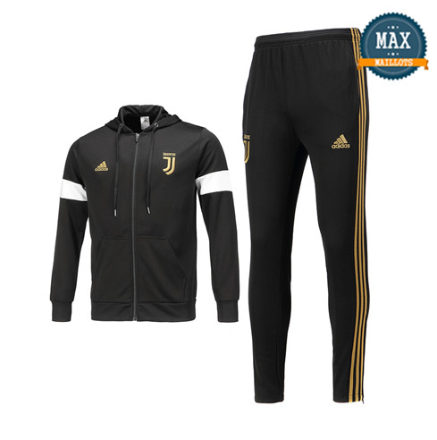 Veste Survetement à Capuche Juventus 2019/20 Noir