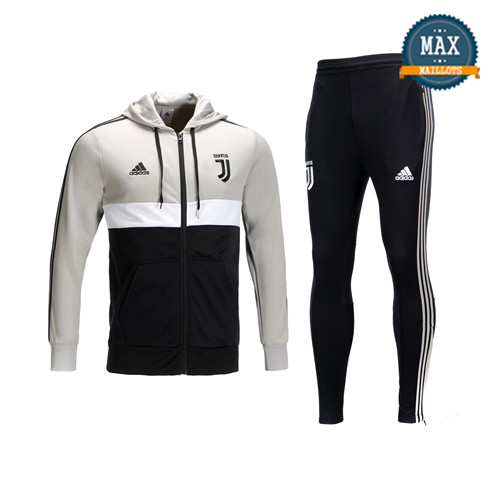 Veste Survetement à Capuche Juventus 2019/20 Gris/Noir