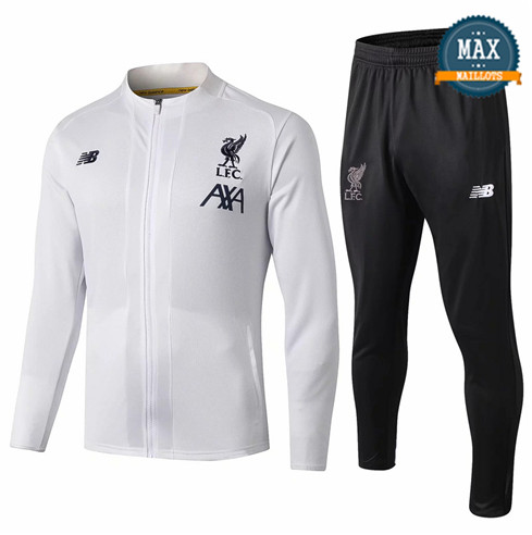 Veste Survetement Liverpool 2019/20 Blanc + Short Noir