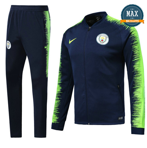 Veste Survetement Manchester City 2019/20 Bleu Marine/Vert Strike Drill