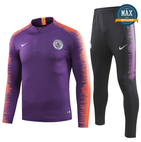 Survetement Manchester City 2019/20 Violet/Rouge Joueurs